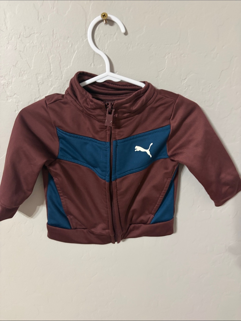 Puma Kids Burgundy and Teal Zip-Up Hoodie